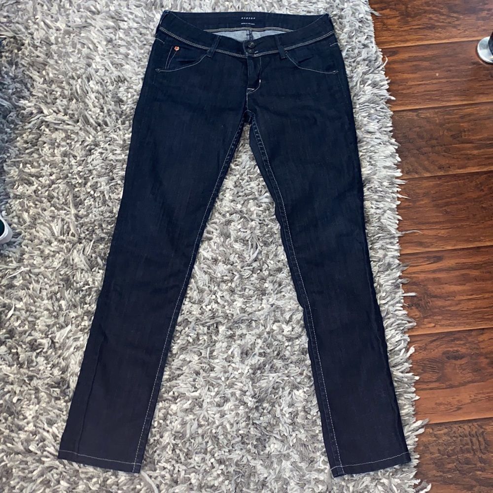 Hudson Blue Denim Distressed Skinny Flap Pocket Jeans Boho Festival Casual